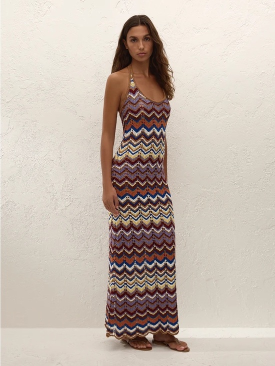 Faithfull the Brand Dresses & Skirts - Anthropologie Faithfull Elisa Knit Zigzag Stripe Open Knit Maxi Dress, NWT Sz 6